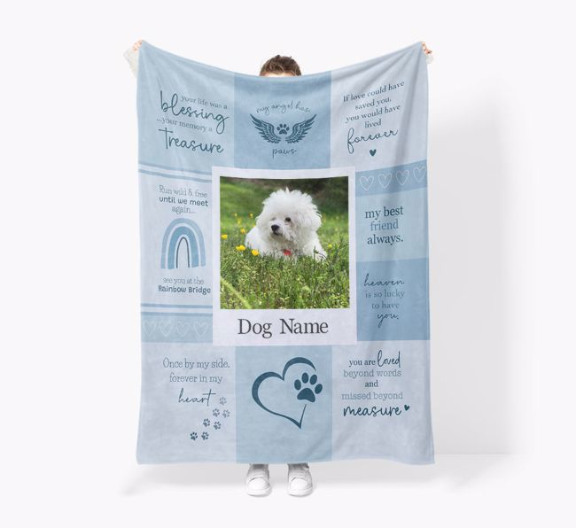 Memorial Quotes: Photo Upload {breedFullName} Premium Sherpa Fleece Blanket